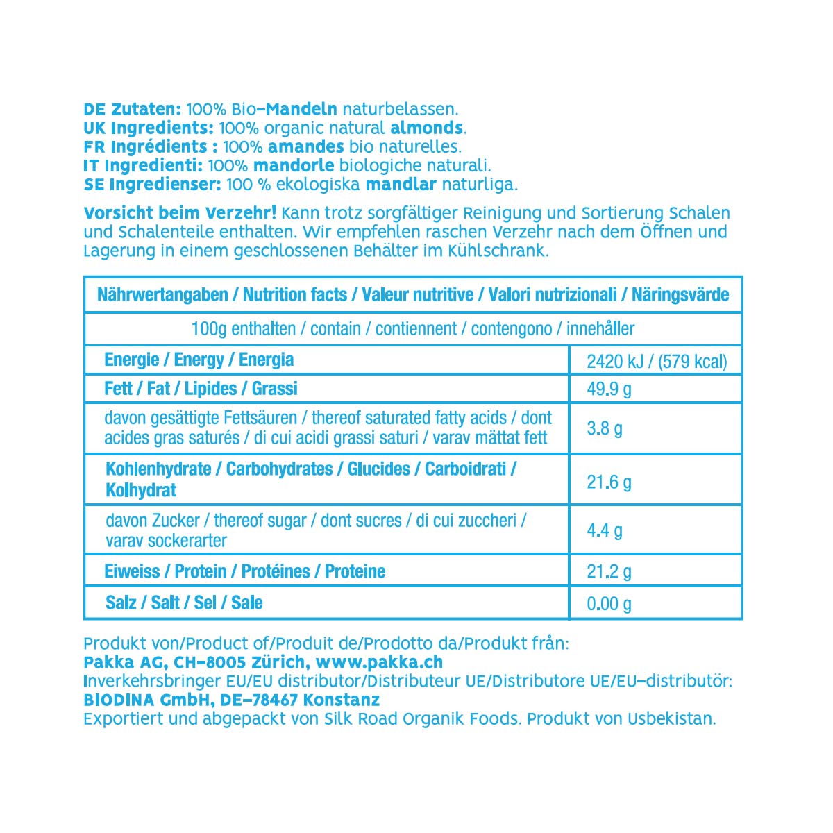 PAKKA Wild raw Almonds 100g - Bild 3